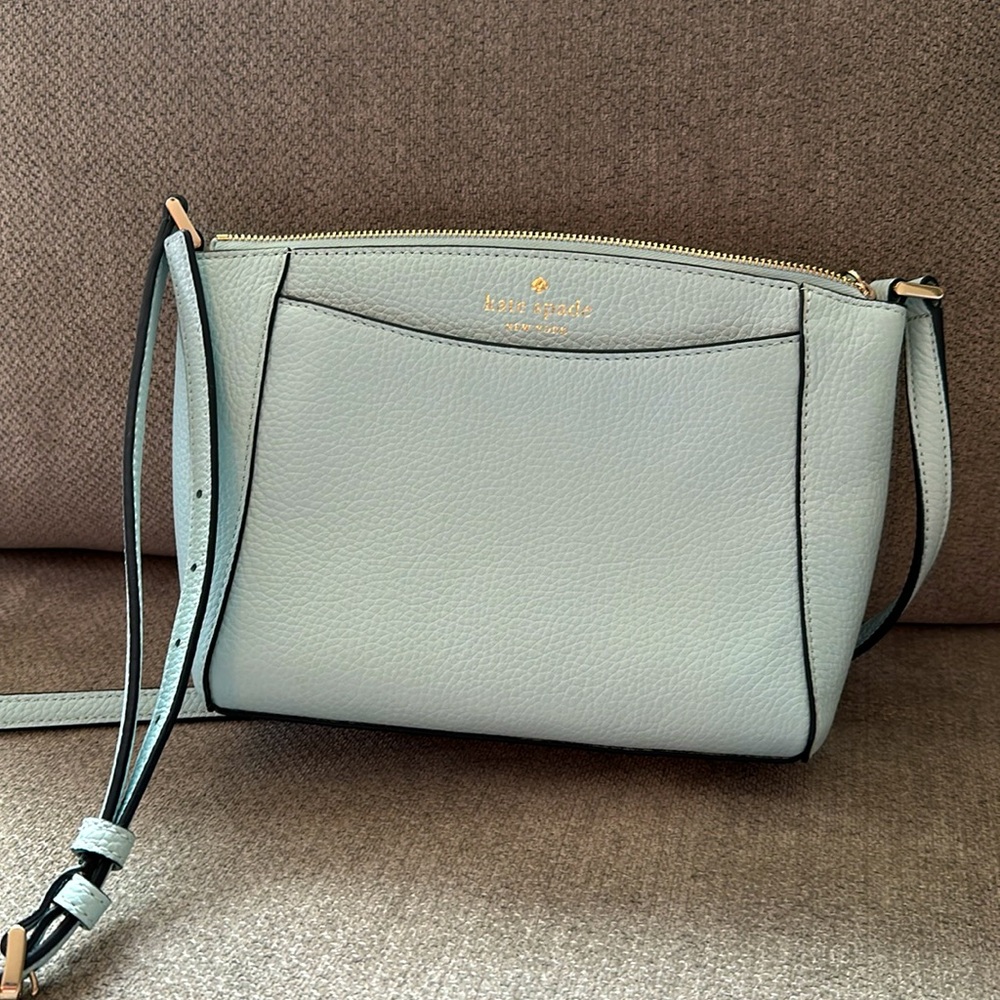 Kate Spade pebbled leather small crossbody bag Robins Egg Blue